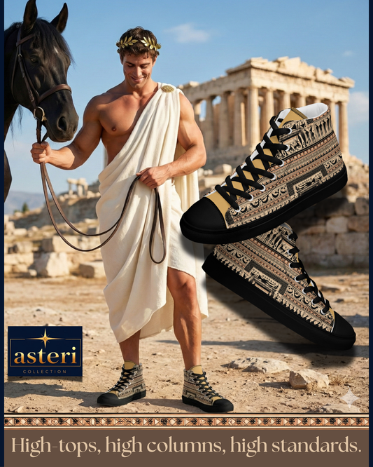 Men’s high top canvas shoes - Classical Greek design reimagined