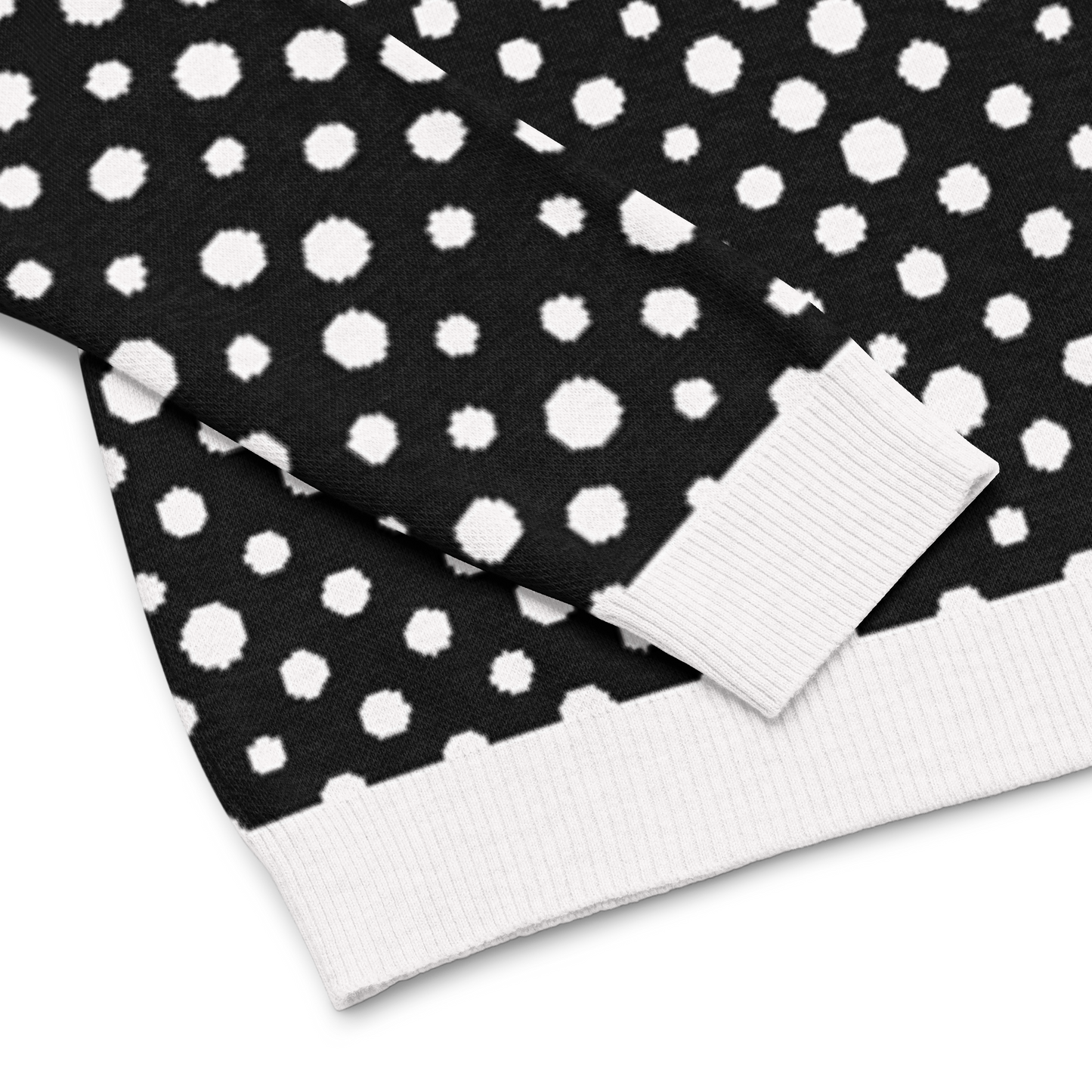 Knitted crew neck sweater - Black and White Polka Dots