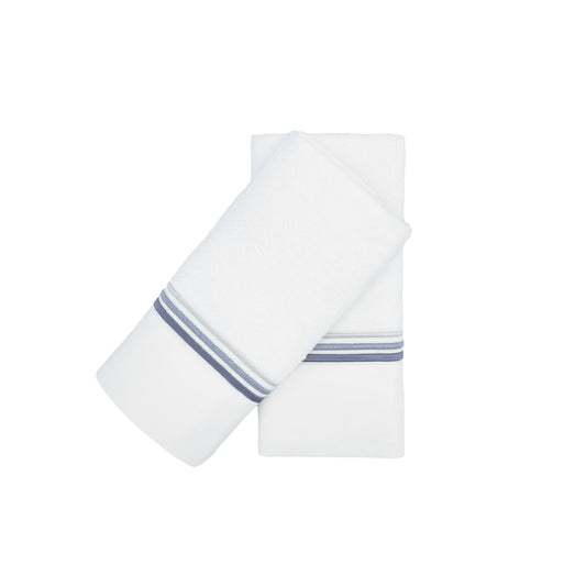 Guest Towels With Gray Stripe French Borders Set of 2
