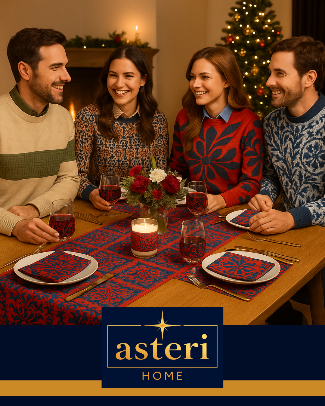 Relaxed fit knitted crew neck sweater - Italian Christmas