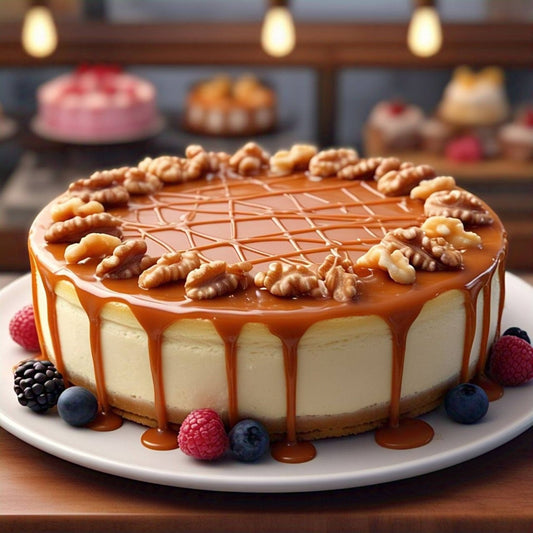 Andy Anand Caramel Walnut Cheesecake 9" - Made Fresh in Traditional Way, Cheesecake Near Me Delivery with Real Home Made Taste (2.6 lbs)