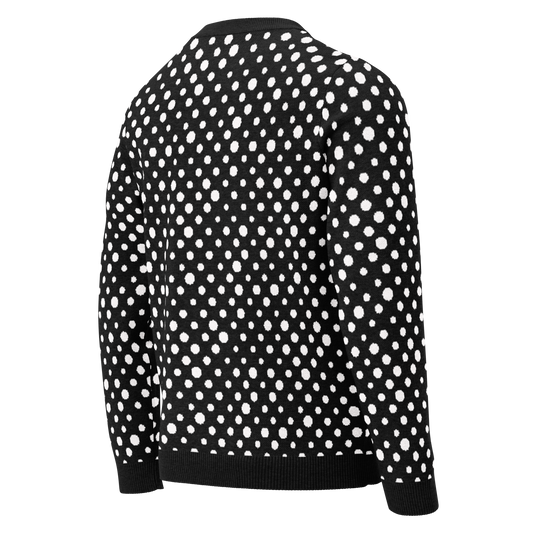 Knitted crew neck sweater - Polka Dot Black with White Dots