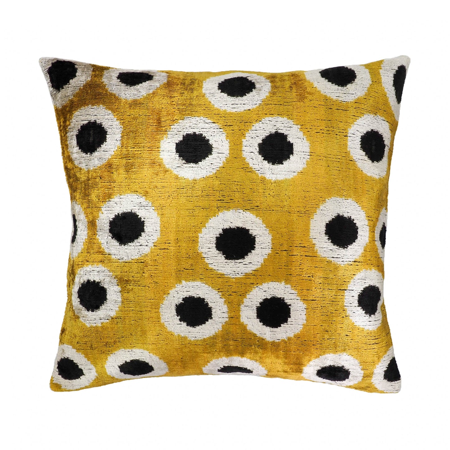 Golden Orbs Silk Velvet Ikat Throw Pillow Cover 20 X 20