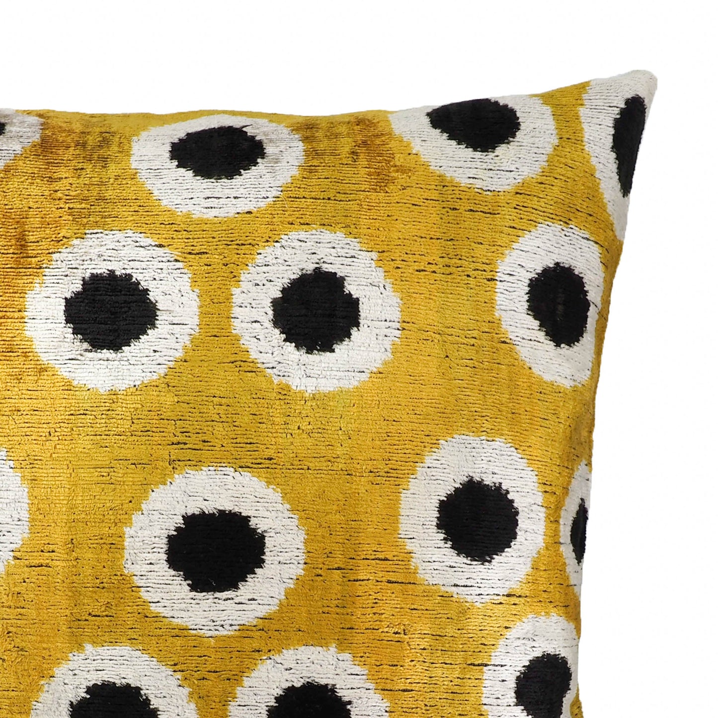 Golden Orbs Silk Velvet Ikat Throw Pillow Cover 20 X 20