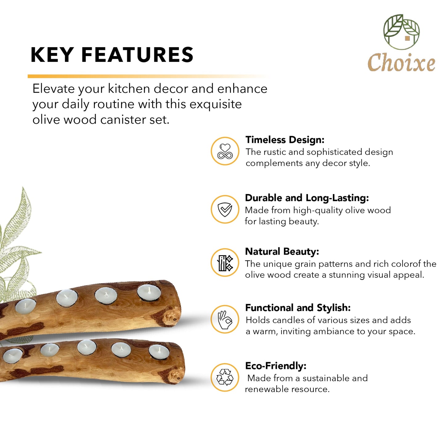 Olive Wood Candle Holder, Handcrafted Mediterranean Wood Tealight Stand