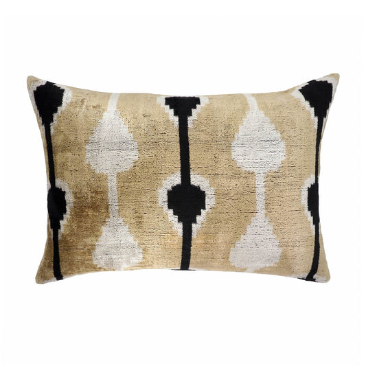 Kisses Silk Velvet Ikat Throw Pillow, 16" X 24"