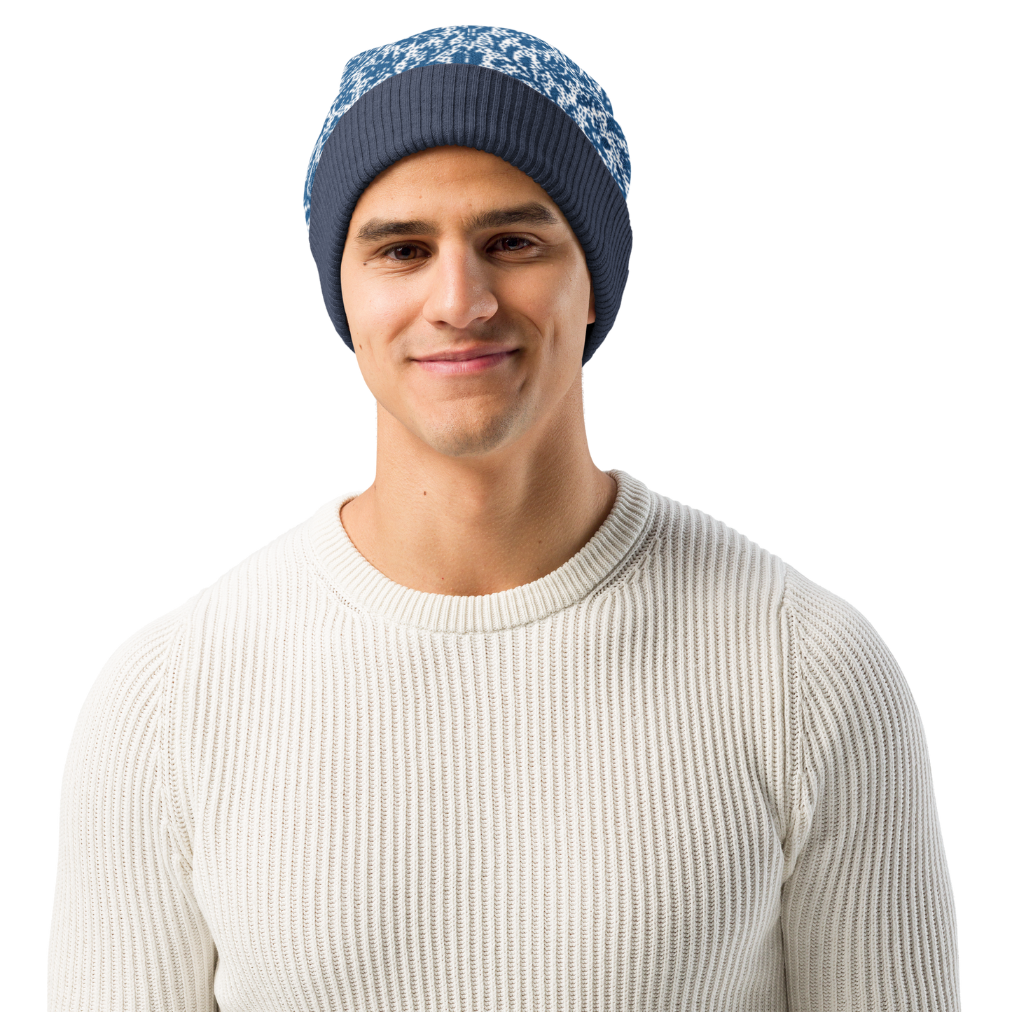 Unisex Relaxed fit knitted crew neck sweater - "Delft Reverie"