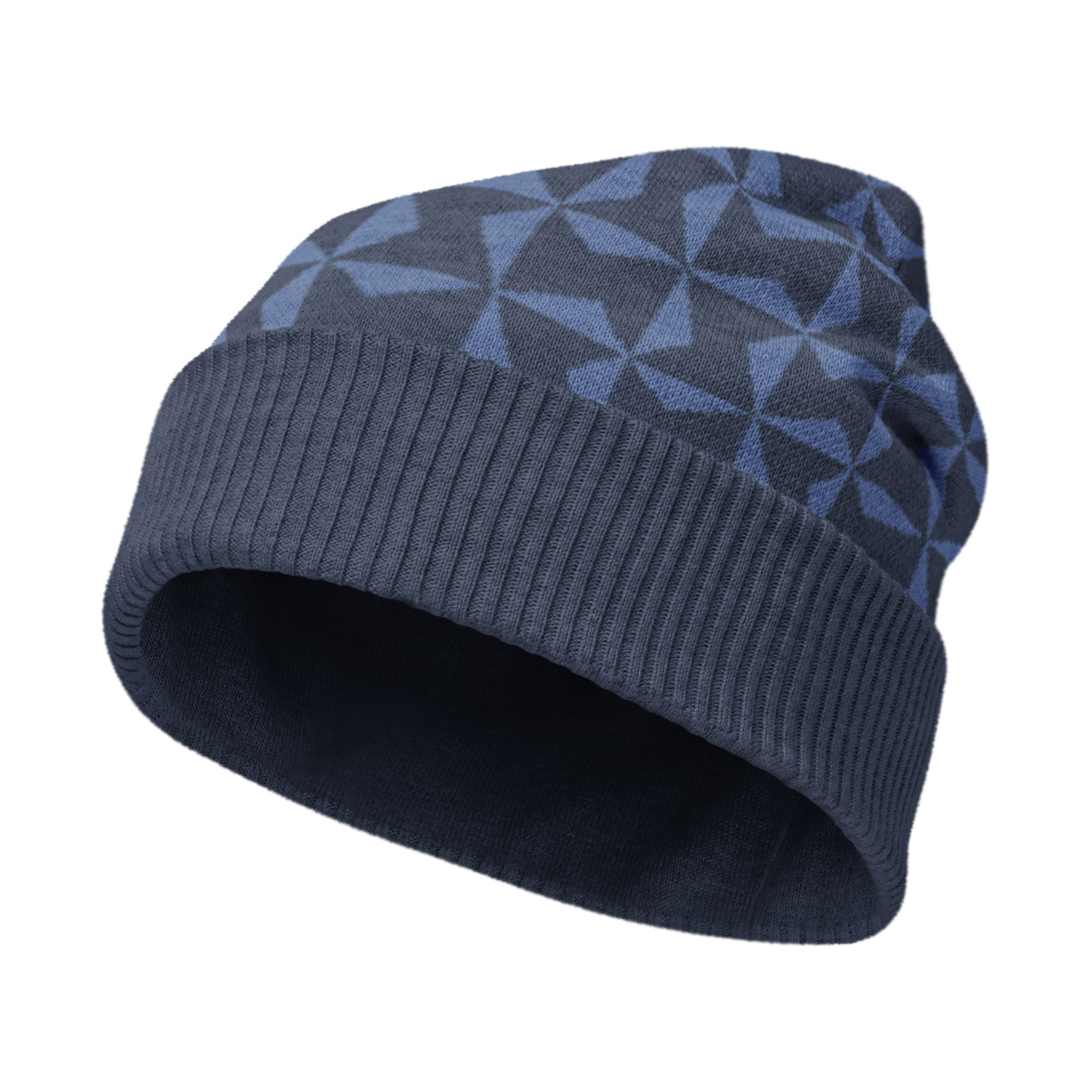 Relaxed fit knitted crew neck sweater - Cerulean Blue Geometric