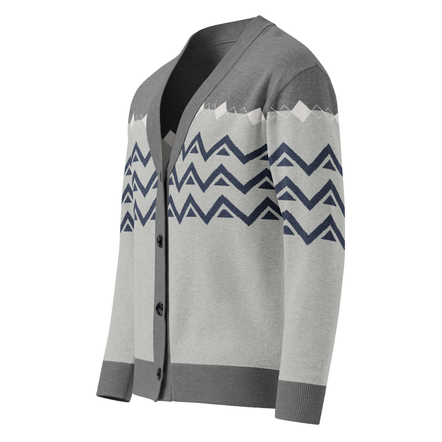 Unisex Knitted cardigan - Grey Navy Geometric Sweater