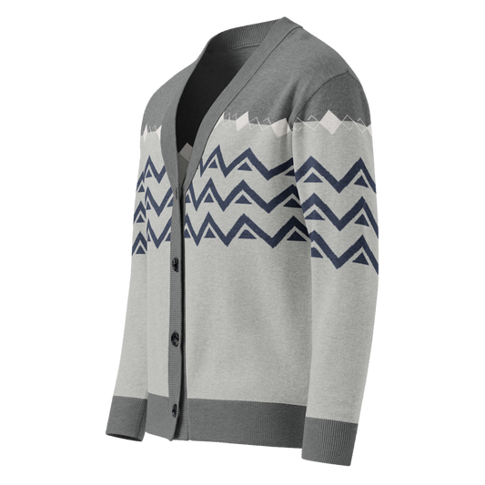 Unisex Knitted cardigan - Grey Navy Geometric Sweater