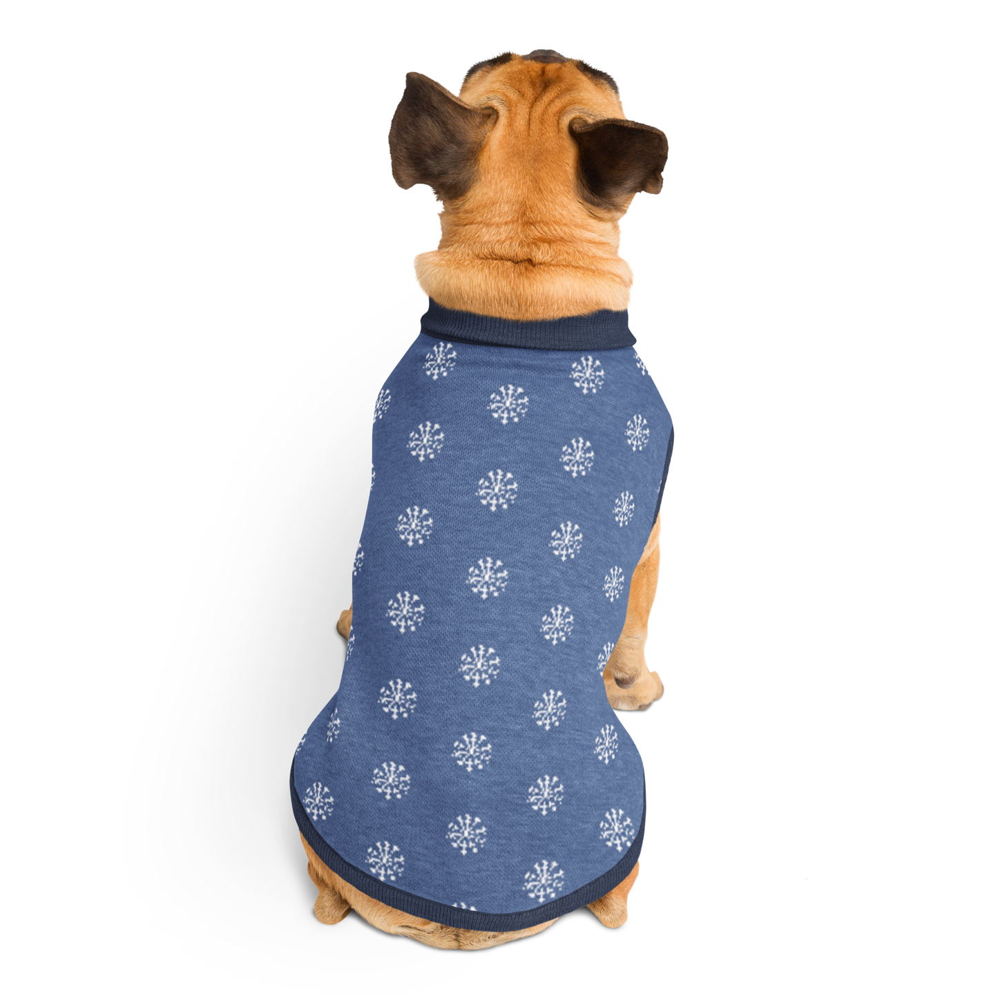 Knitted pet sweater - Blue and White Snowflake