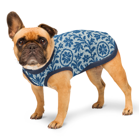 Knitted pet sweater - Blue Delft Reverie