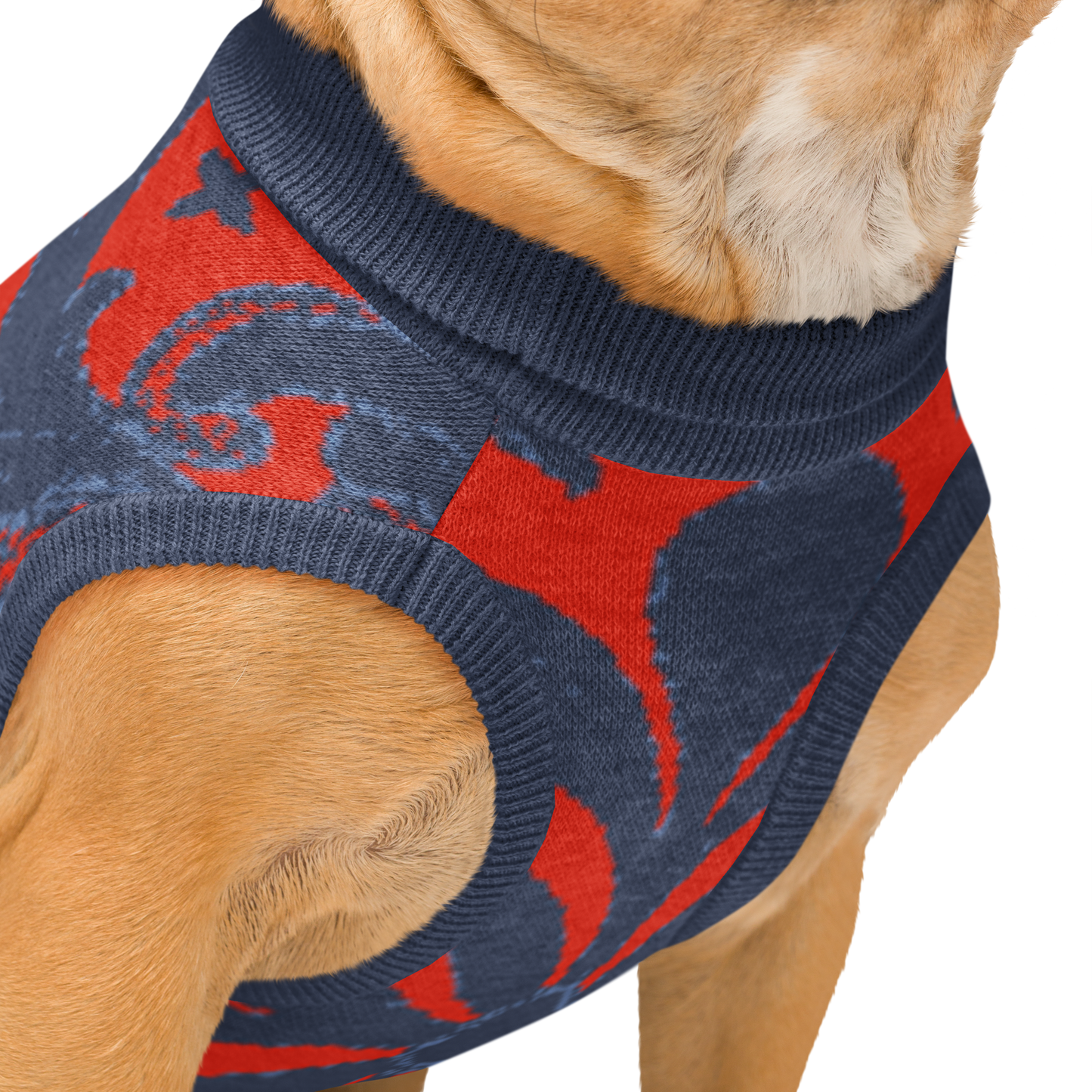 Knitted pet sweater - Red and Navy Christmas Jacquard