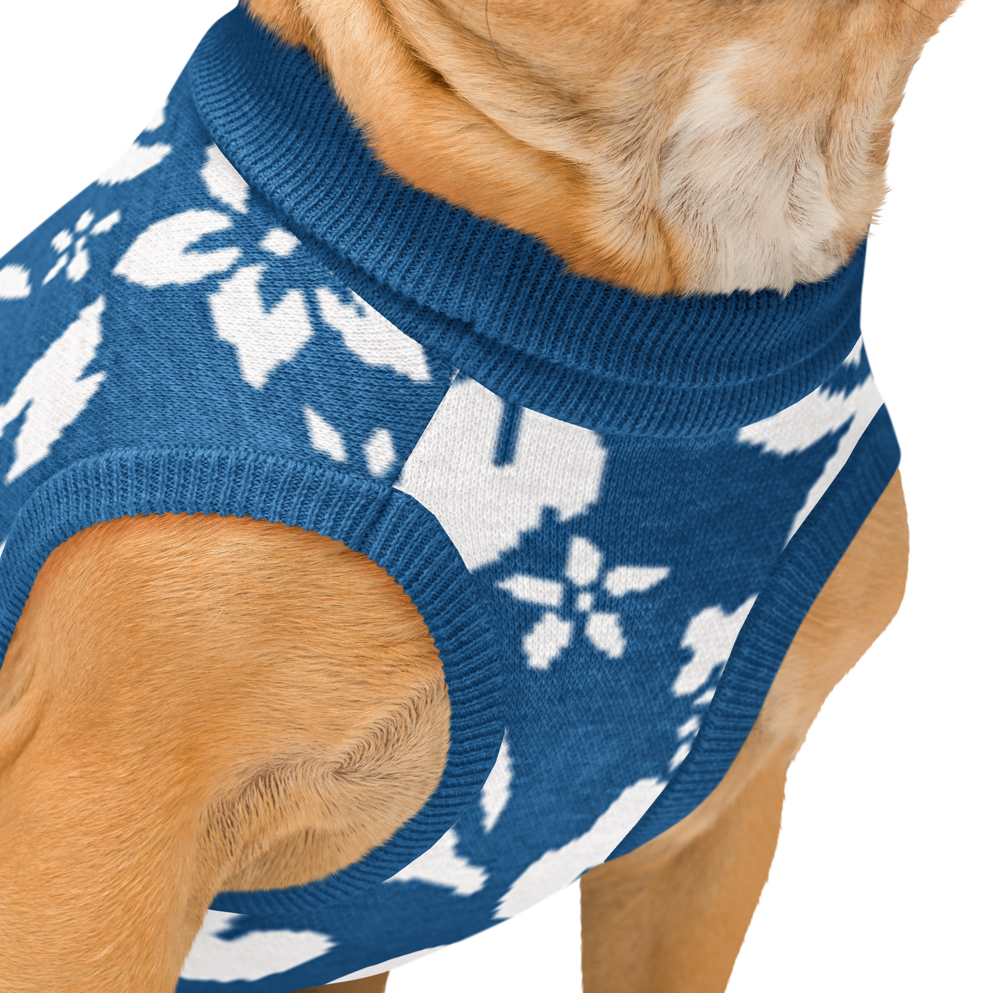 Knitted pet sweater - Blue White Hawaiian Tropic