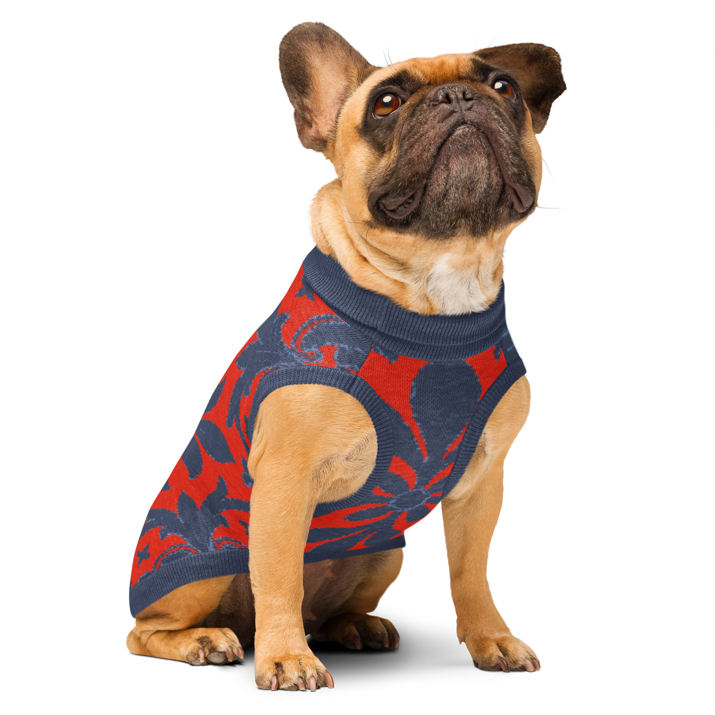 Knitted pet sweater - Red and Navy Christmas Jacquard