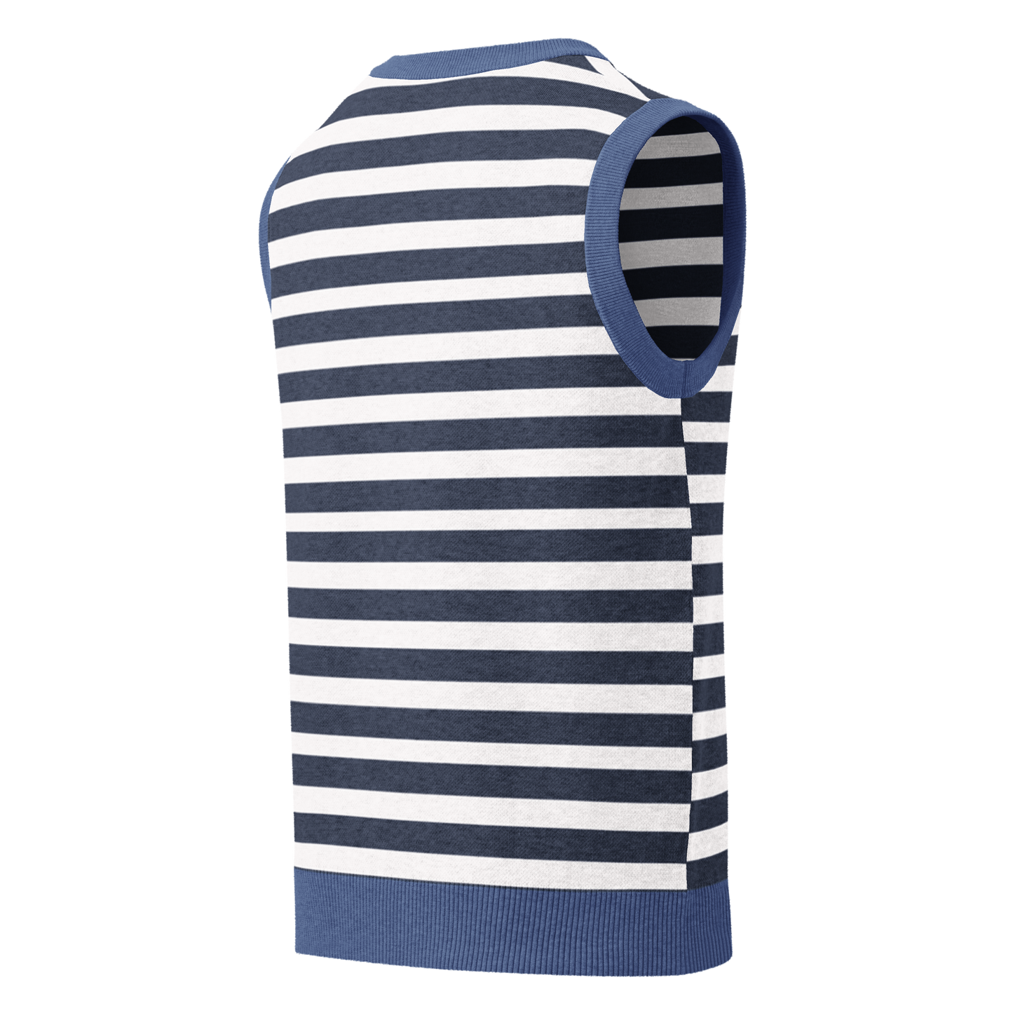 Bold Navy & White Striped Knitted V-Neck Sweater