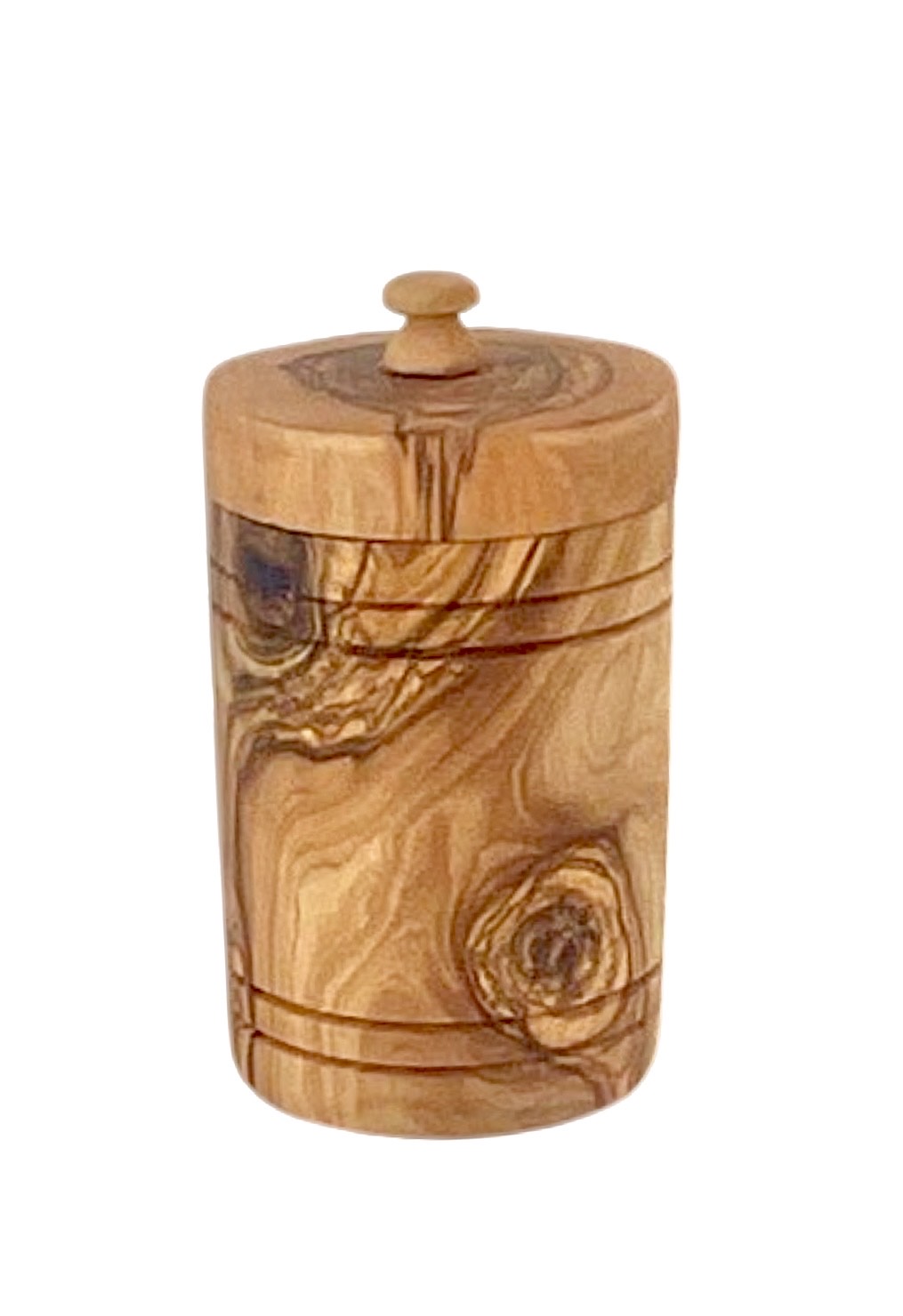 Olive Wood Salt Keeper With Lid - Hand Carved Spice Jar For Kitchen