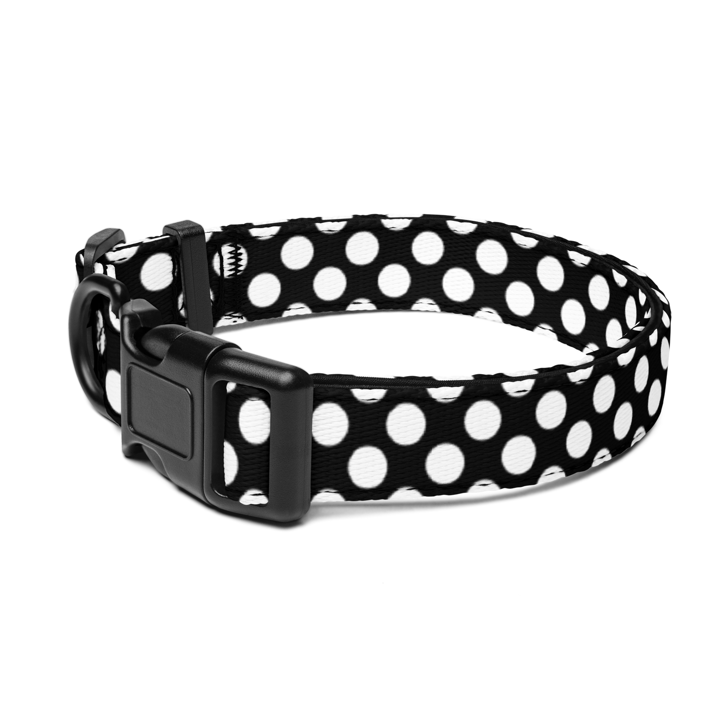 Pet Collar Black and White Polka Dot