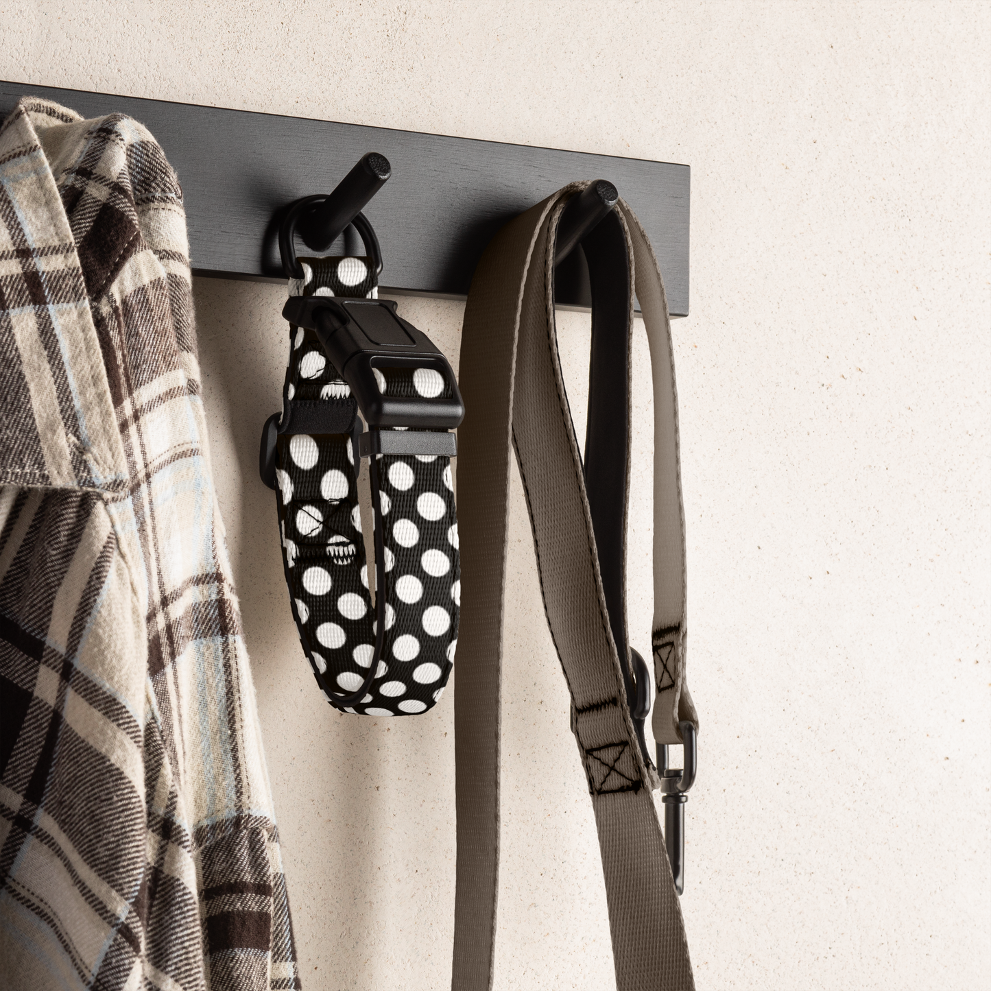 Pet Collar Black and White Polka Dot