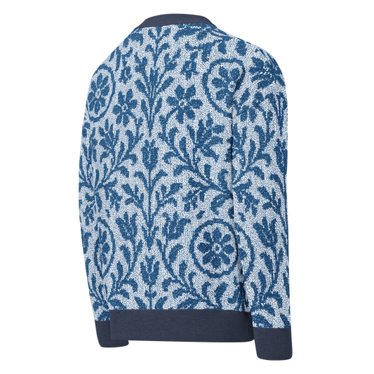 Unisex Relaxed fit knitted crew neck sweater - "Delft Reverie"