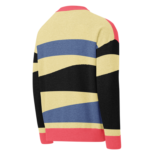 Relaxed fit knitted crew neck sweater - Stripe Thunder