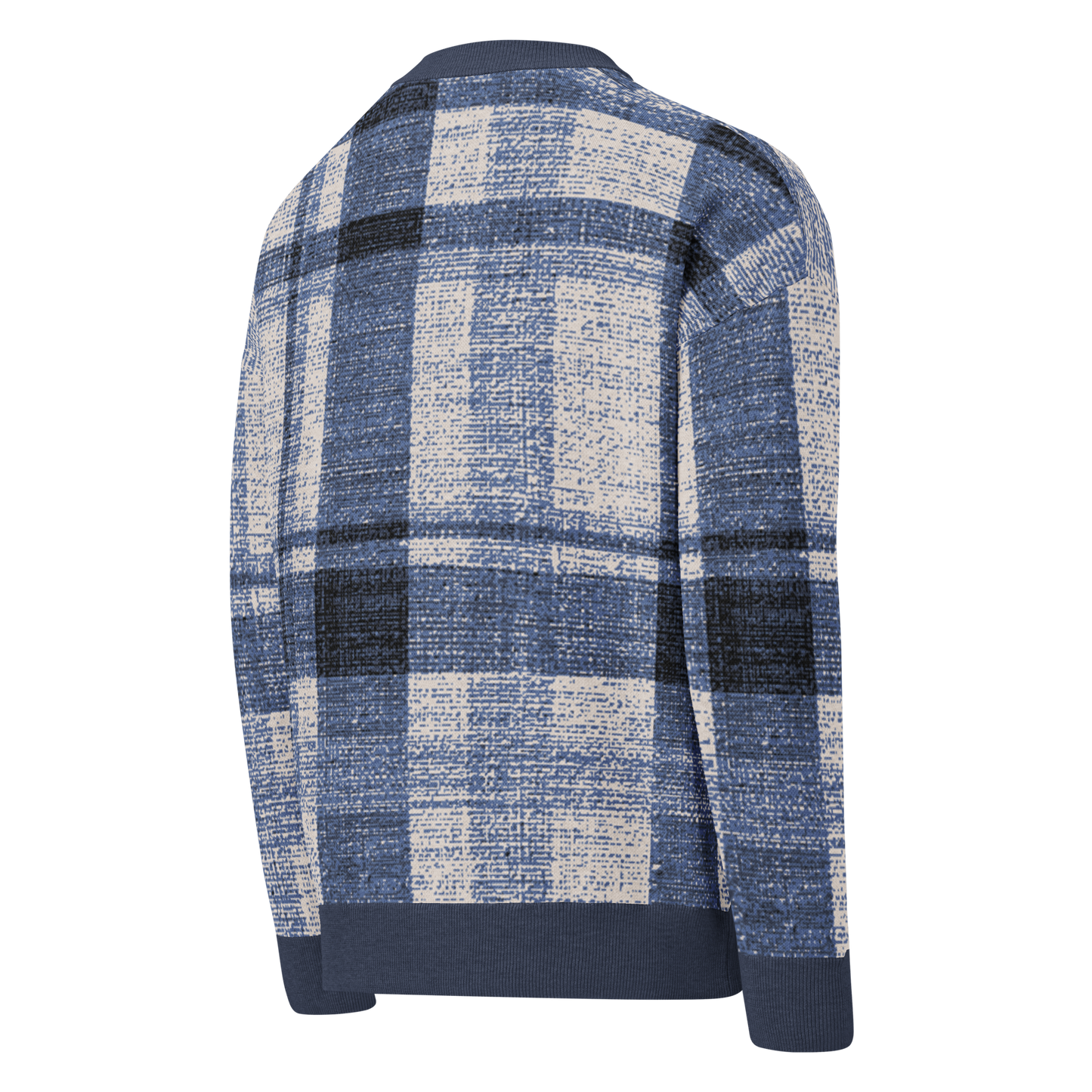 Relaxed fit knitted crew neck sweater - Asteri Mariner's Plaid