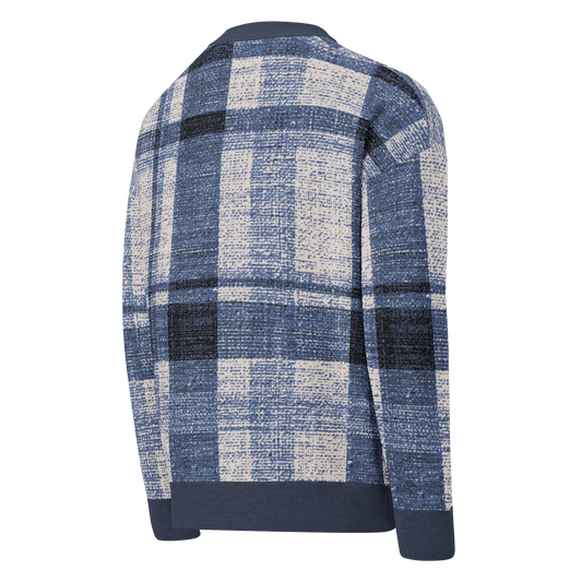 Relaxed fit knitted crew neck sweater - Asteri Mariner's Plaid