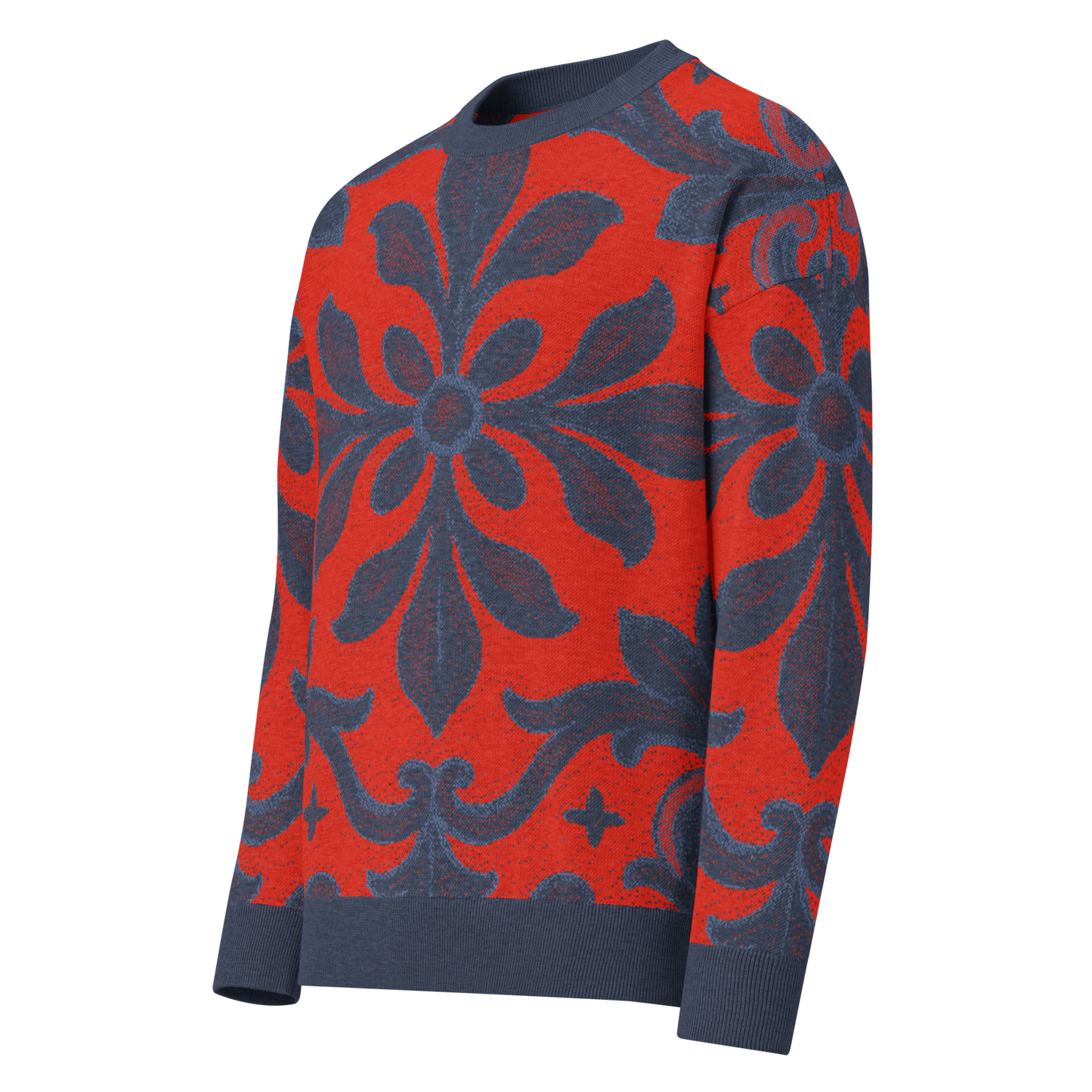 Relaxed fit knitted crew neck sweater - Italian Christmas