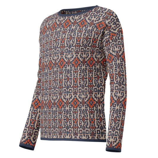 Womens straight bottom knitted sweater - Floral Geo