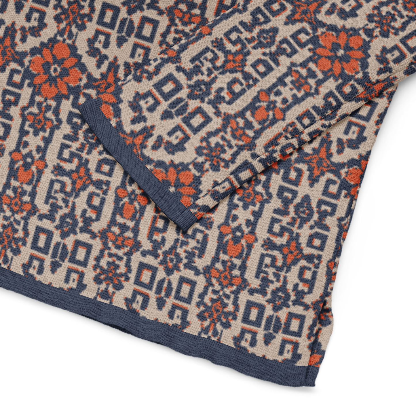 Womens straight bottom knitted sweater - Floral Geo