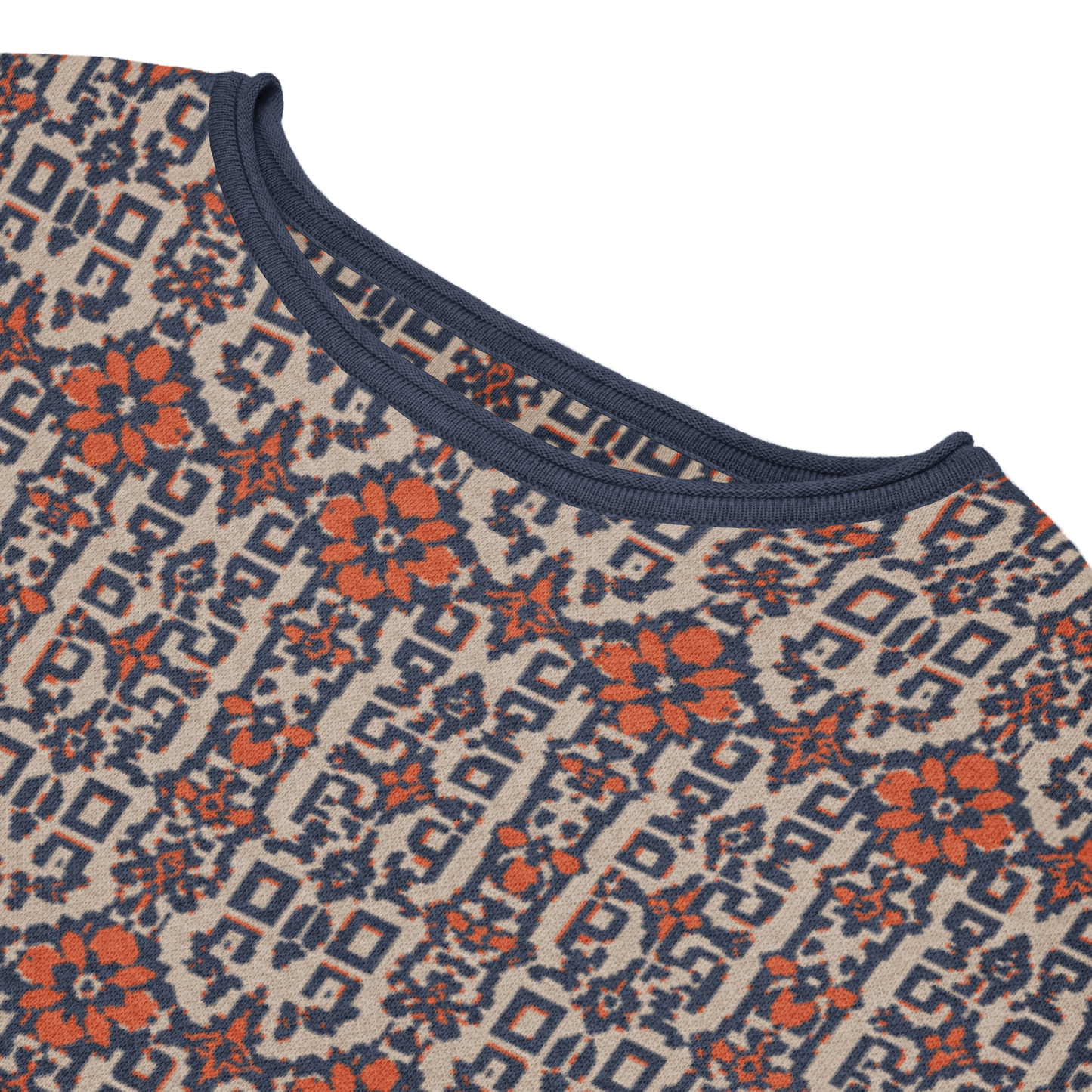 Womens straight bottom knitted sweater - Floral Geo